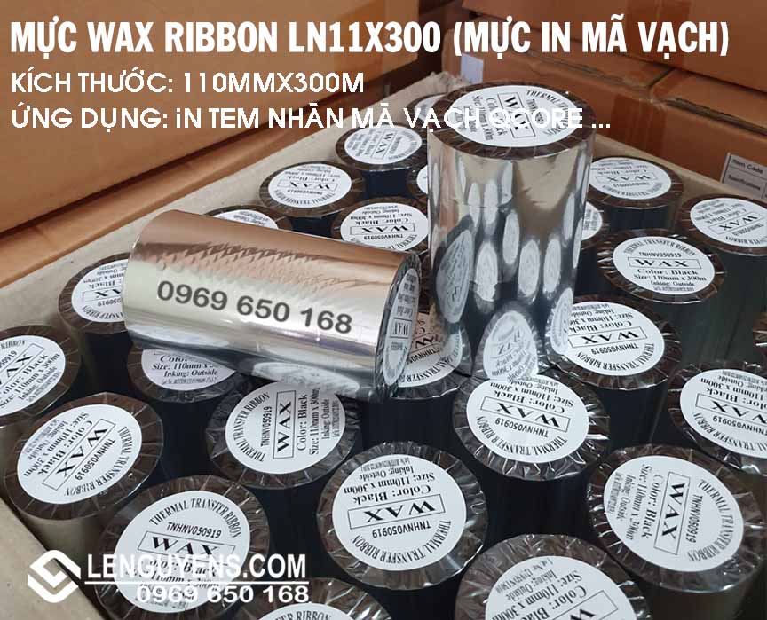 MỰC WAX 110MMX300M       ( RIBBON IN MÃ VẠCH )